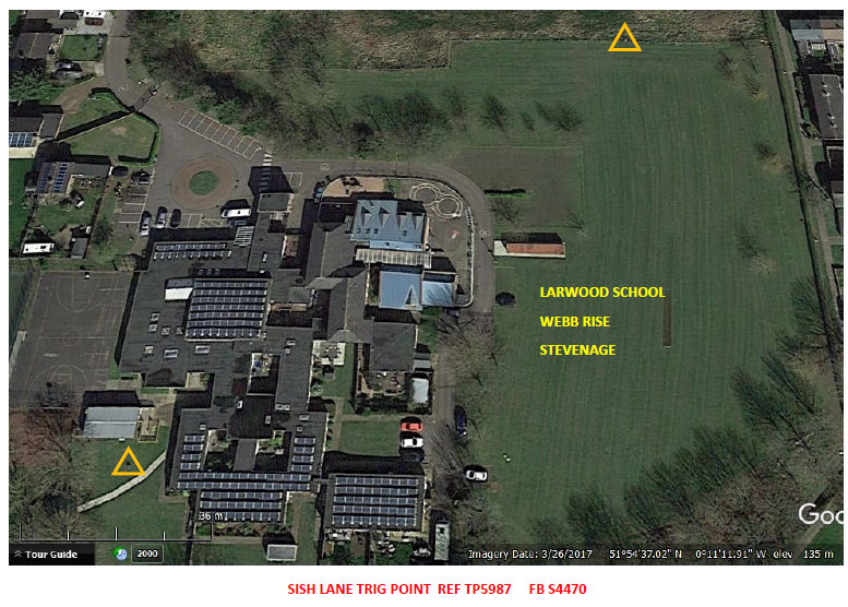 2 points one to the north outside the perimeter of Larwood School the other at the south side within the ground of the school. Any help would be of interest.